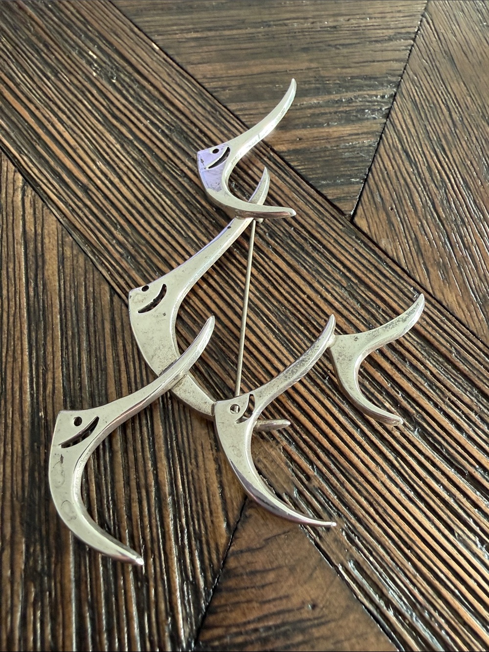 Vintage Taxco Sterling Silver Modernist Fish Brooch Pin Large Statement - Picture 2 of 4